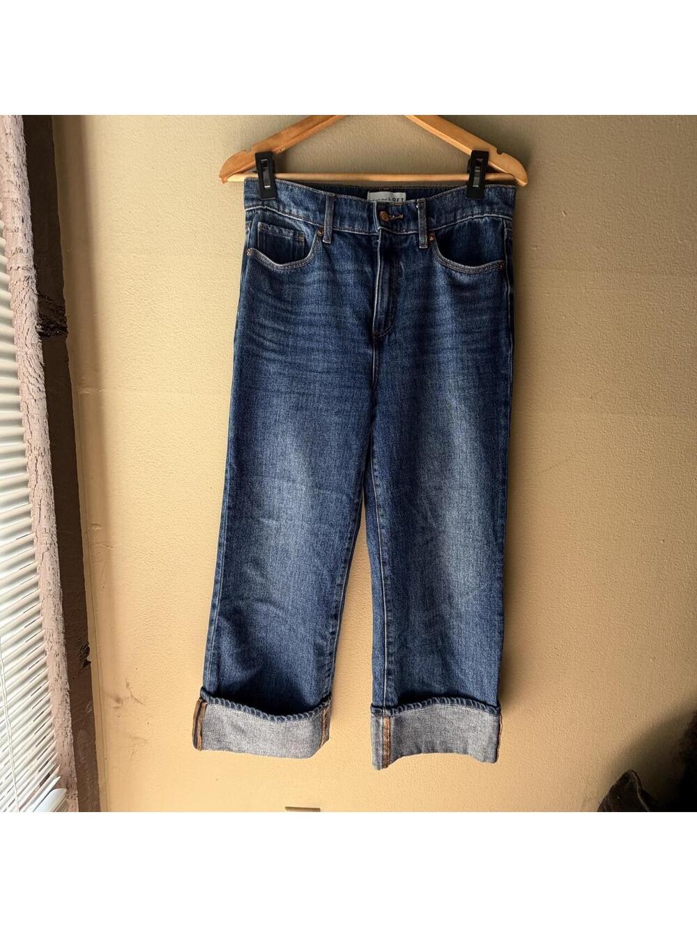 LOFT High Rise Wide Leg Crop Jeans Blue Denim Size 27/4